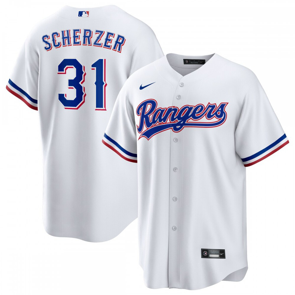 Max Scherzer Texas Rangers Home Replica Player Jersey - White-Pro Kit Vault | Brand New 26/27 Sports Jerseys